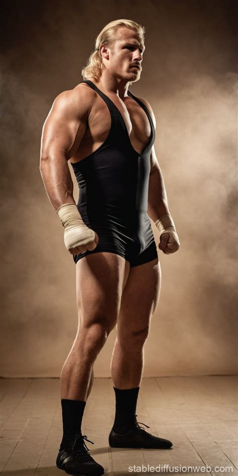 Huge Blonde Wrestler In Fight Pose Stable Diffusion Online