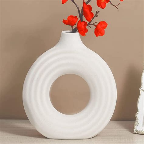 Amazon De Arawat Donut Vase F R Pampasgras Deko Wohnzimmer Modern Wei