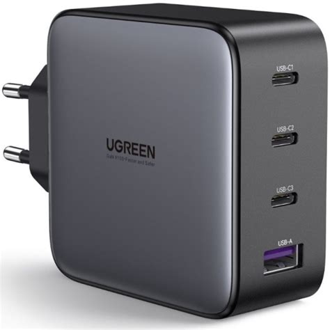 Сетевое зарядное устройство UGREEN USB-A + 3хUSB-C, 100 Вт, GaN Tech ...