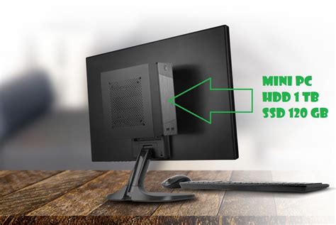 компактный бесшумный мини PC компьютер HDD 1Tb/SSD 120Gb, эконом 60 вт ...