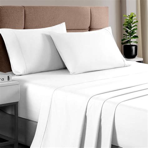 Pizuna Full Size 400 Thread Count Sateen Cotton Sheets Set White Deep