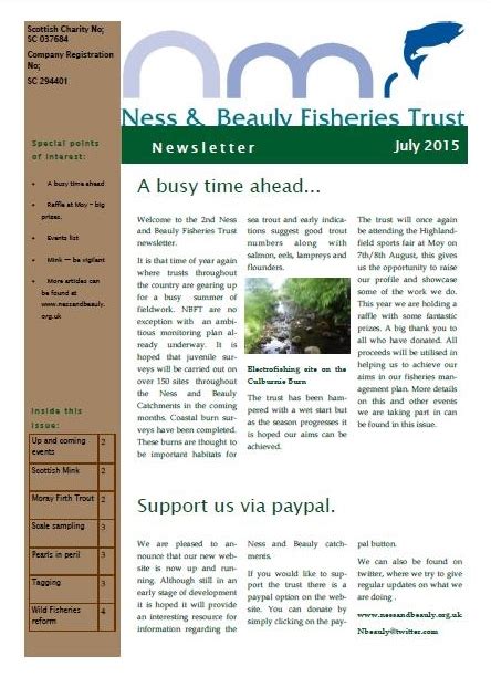 Latest Ness And Beauly Fisheries Trust Newsletter Fisheries