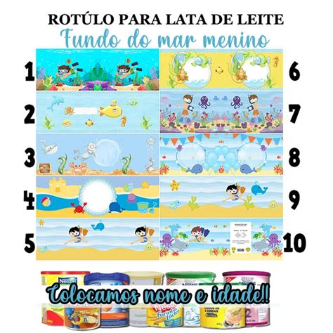 Rotulos Adesivos Personalizado Para Lata De Leite Tema Fundo Do Mar