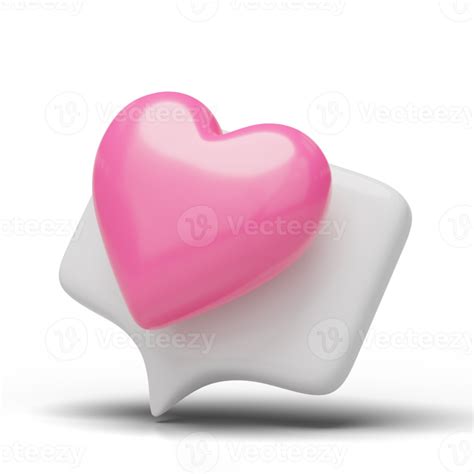 Free 3d Red Heart Cartoon Icon Social Media With Love Emoji Symbol Chat Bubble Messages Box