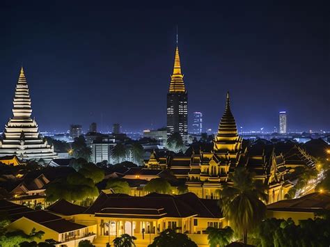 Premium Ai Image City Skyline At Night Phnom Penh Capital Of Cambodia