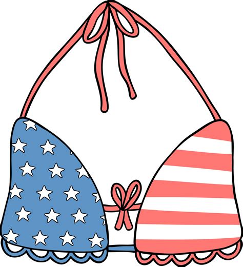 retro maravilloso 4to de julio bikini playa independencia día festivo dibujos animados