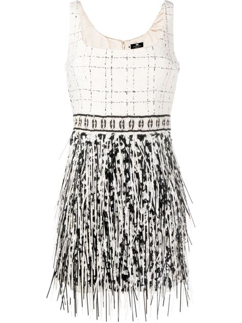 Elisabetta Franchi Sequin Embellished Fringed Dress Farfetch