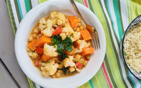 Bloemkool Curry Met Zoete Aardappel En Kikkererwten