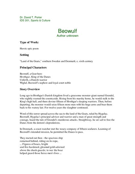 beowulf boasting to his friends drawing 5