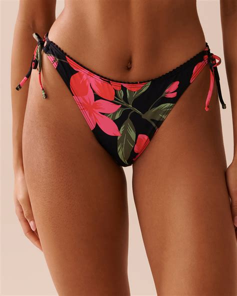 Tropical Side Tie Brazilian Bikini Bottom Fiery Red Tropical La Vie En Rose