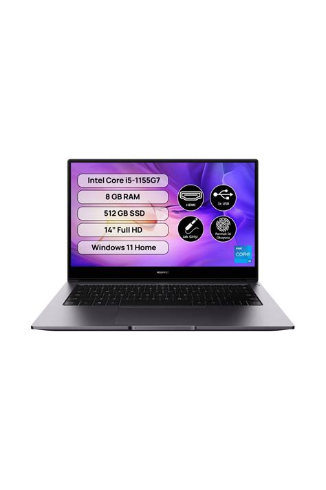 Huawei Matebook D14 Intel Core i5-1155G7 8GB 512GB SSD 14" W11 Dizüstü ...
