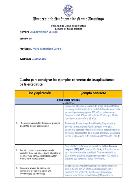 Lab anal biometrico Universidad Autónoma de Santo Domingo Facultad de Ciencias dela Salud