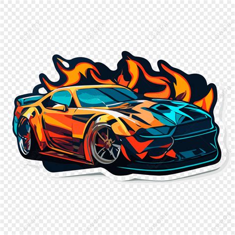 Pegatina De Vinilo Con Un Coche Naranja Hot Wheels Con Llamas Clipart Vector Png Im Genes Gratis