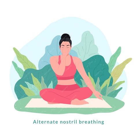Premium Vector | Alternate nostril breathing Yoga poseWoman workout