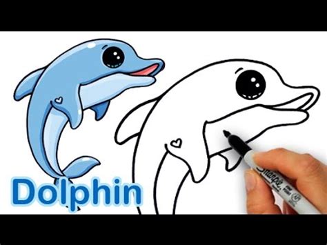 How To Draw A Cartoon Dolphin Cute And Easy Youtube