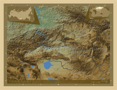 Tuva Russia Physical Labelled Points Of Cities Stock Illustration