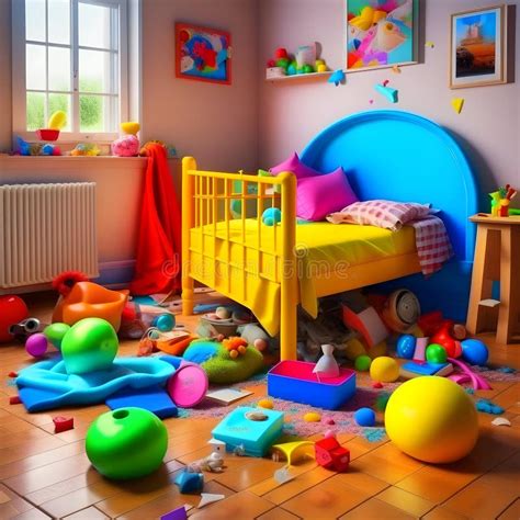 A Child S Room With Toys Scattered About Stock Illustration