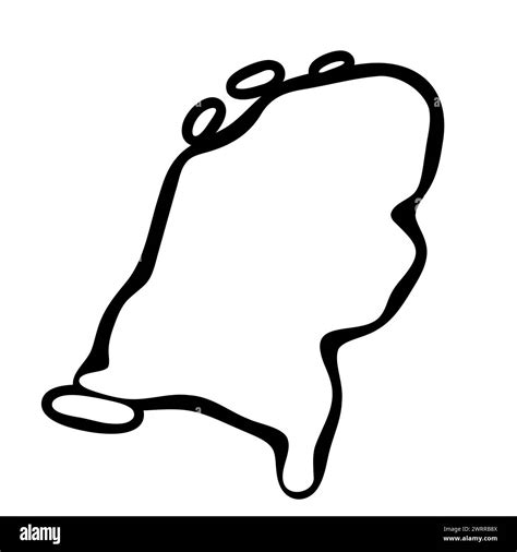 Netherlands Country Simplified Map Black Ink Smooth Outline Contour On White Background Simple