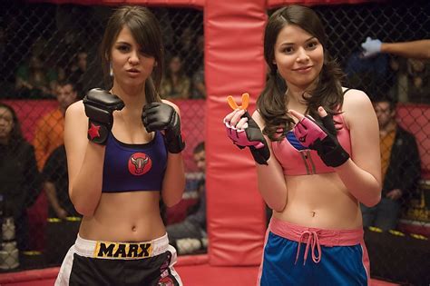 Miranda Cosgrove Wearing Sports Bra And Shorts Boxing With Victoria Justice On T Porn Pictures