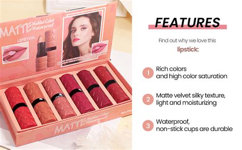 Amazon Evpct Pcs Velvet Matte Lipstick Sets For Women Ruby Red Nude Pink Dusty Rose Plum