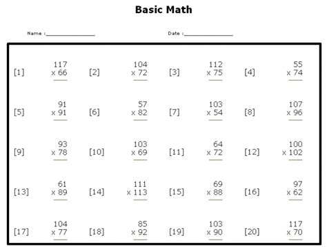 grade printable math worksheets