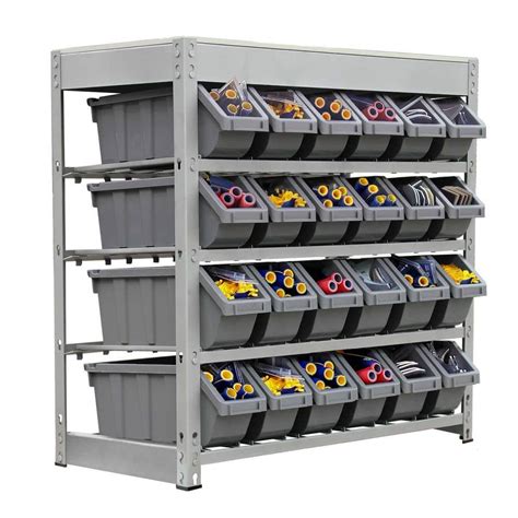 Kings Rack Gray 4 Tier Botless Bin Storage System Garage Storage Rack