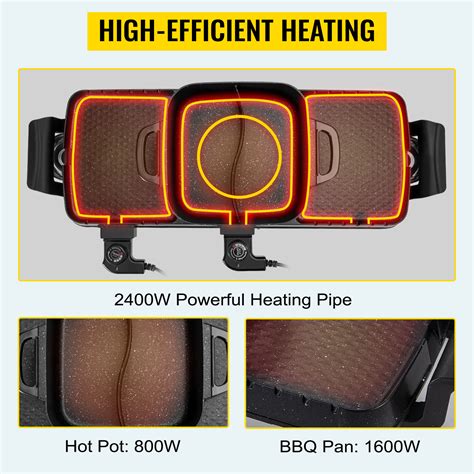 Vevor In Electric Grill And Hot Pot W Bbq Pan Grill And Hot Pot Multifunctional
