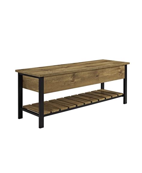 Walker Edison 48 Open Top Storage Bench With Shoe Shelf Barnwood