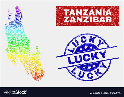 Colorful Service Zanzibar Island Map And Distress Vector Image