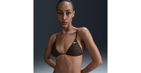 Nike Swim Swoosh Link Terry Triangle Bikini Top In Blue Lyst