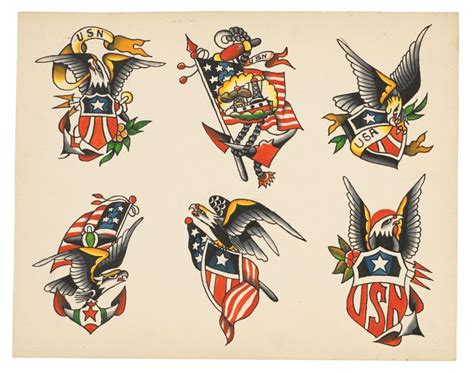 Lot - U.S. Navy and Other Patriotic Tattoo Designs by F. L. Cramer (Los ...