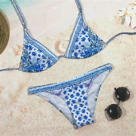 Women Bandage Floral Printed Bikini Set Swimsuits Bathing Suits Swim