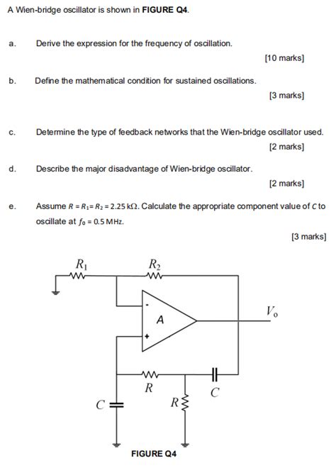 Solved A Wien Bridge Oscillator Is Shown In Figure Q A Chegg