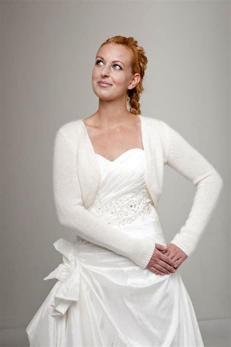 Wedding Bolero Cardigan With Ribbon Knitted Of Soft Wool Perfect For