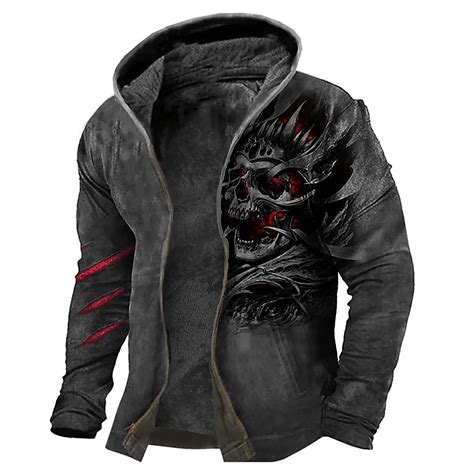Moletom estampado com caveira masculino, moletons retrô, jaquetas