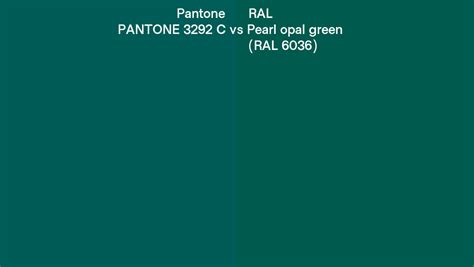 Pantone 3292 C Vs RAL Pearl Opal Green RAL 6036 Side By Side Comparison