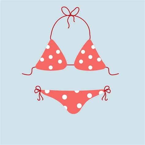 Ilustración de vector de bikini rojo o traje de baño en estilo plano Vector Premium