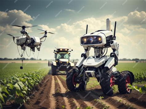 Premium AI Image | Farming the Future Smart Robotic Farmers