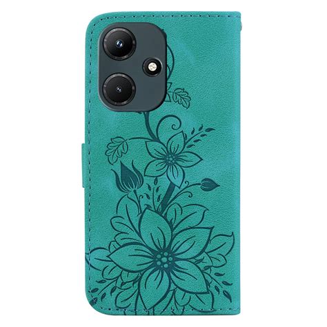 For Infinix Hot I X C Lily Embossed Leather Phone Case Green Alexnld