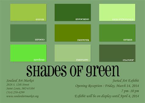 Shades Green Colour Chart Chart Reading Skills