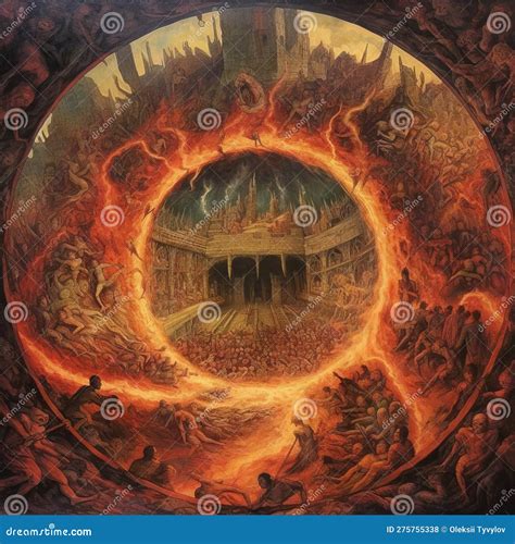 9 Circles of Dante S Hell Painting Stock Illustration - Illustration of ...