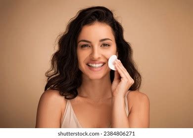Beautiful Brunette Half Naked Woman Removes Makeup Stock Photo Shutterstock