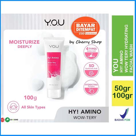 Jual 50gr 100gr Bpom You Hy Amino Wow Tery Hydrating Facial Wash