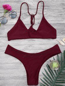 OFF Spaghetti Strap Thong Bikini Set In BLACK ZAFUL