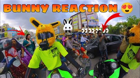 Cute Girl’s Reaction On Bunny Helmet💞😍 Bunny Helmet Public Reaction On Mt15 V2 Youtube