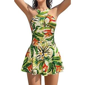 Shekini Costume Da Bagno Intero Da Donna Con Scollo A Croce Regolabile Gonna Da Nuoto Bikini