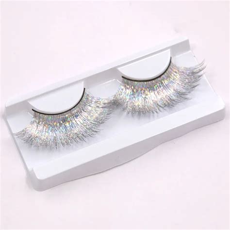 1 пара лазерных золотых и серебряных накладных ресниц, белые толстые ...