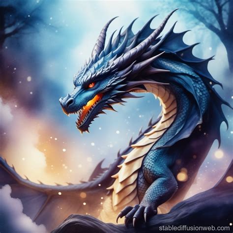 magical dragon watercolor art  blackroses stable diffusion