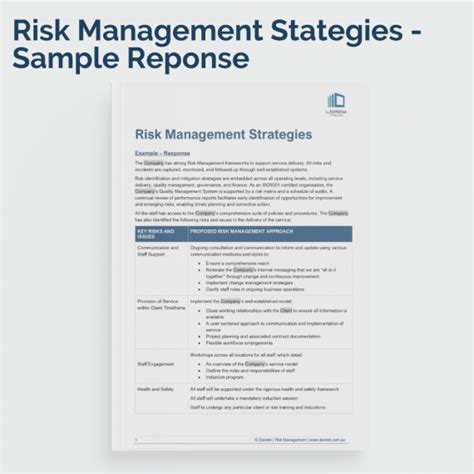 risk management methodology template sample response dawtek