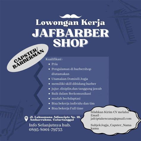 Lowongan Kerja Capster Barberman Di Jaf Barbershop Lokerjogja Id